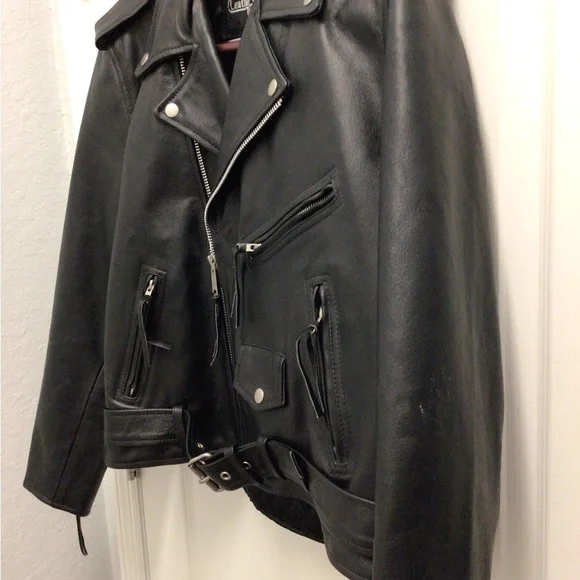 Classic Black Leather Biker Jacket - Picture 8 of 15